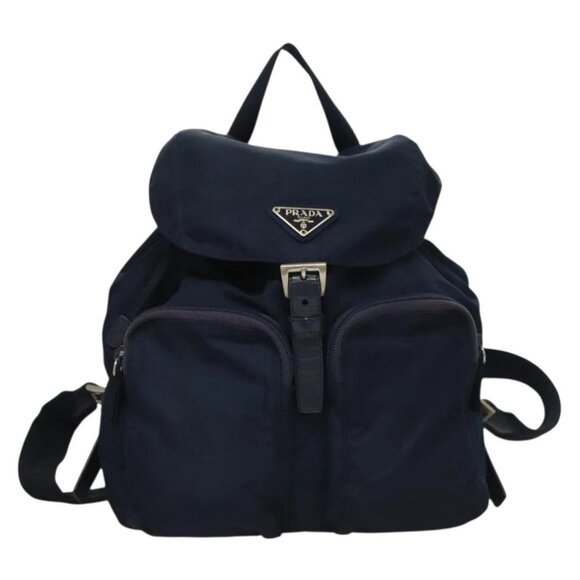 PRADA Backpack Nylon Navy Silver Auth - Picture 1 of 16